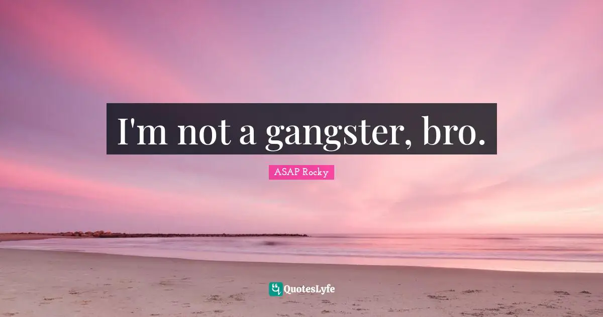 ASAP Rocky Quotes: "I'm not a gangster, bro."
