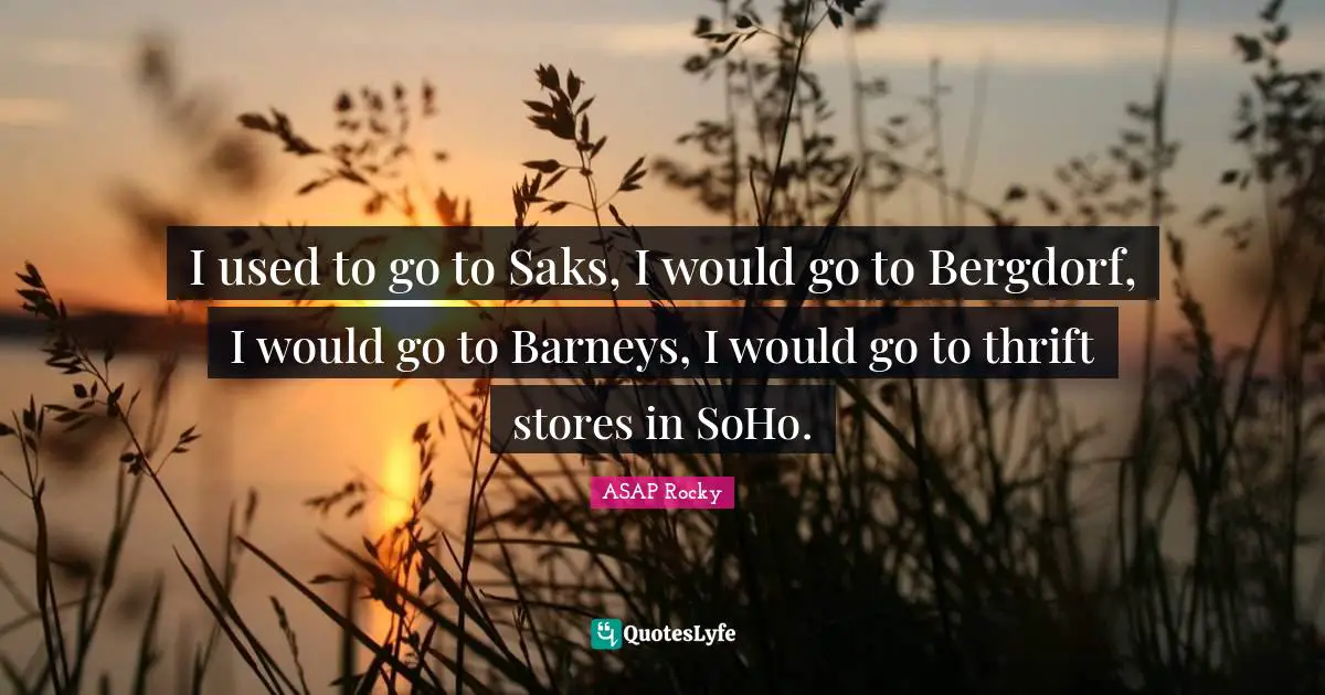 Thrift Quotes: "I used to go to Saks, I would go to Bergdorf, I would go to Barneys, I would go to thrift stores in SoHo."