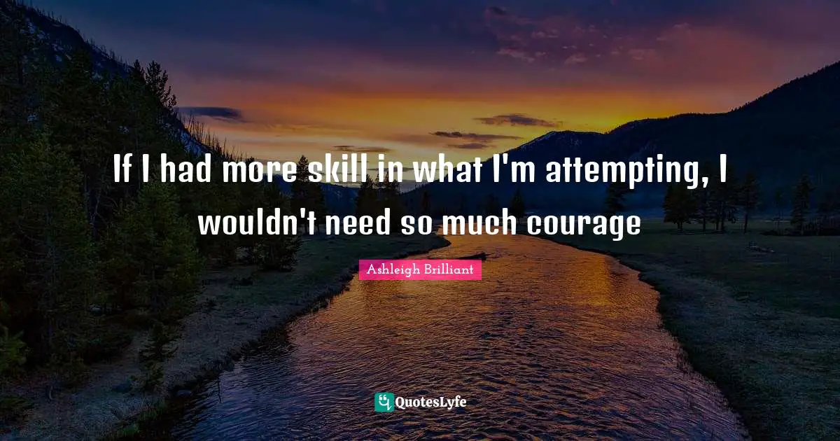 If I had more skill in what I'm attempting, I wouldn't need so much courage