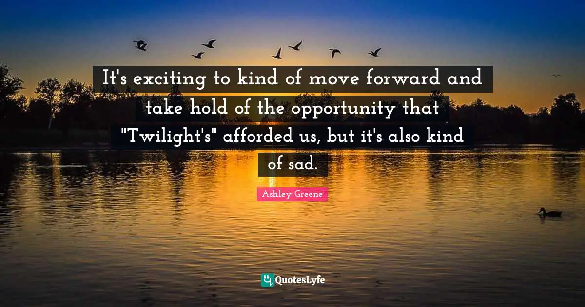 It's exciting to kind of move forward and take hold of the opportunity that "Twilight's" afforded us, but it's also kind of sad.