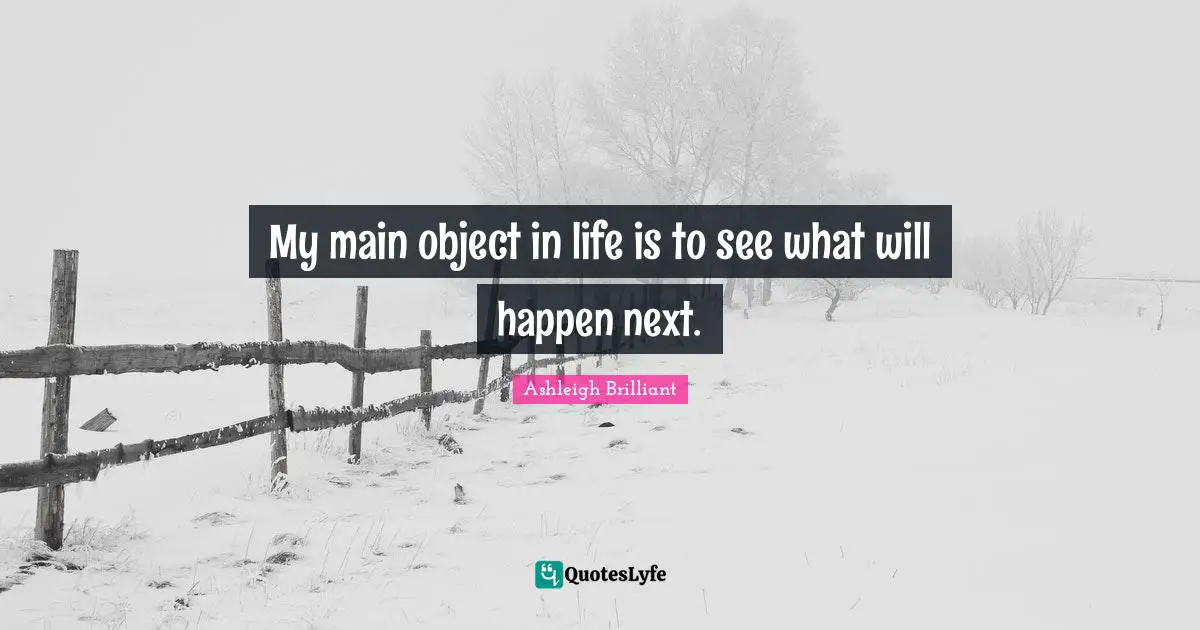 My main object in life is to see what will happen next.