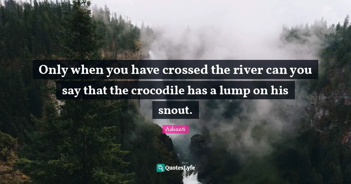 Only when you have crossed the river can you say that the crocodile has a lump on his snout.