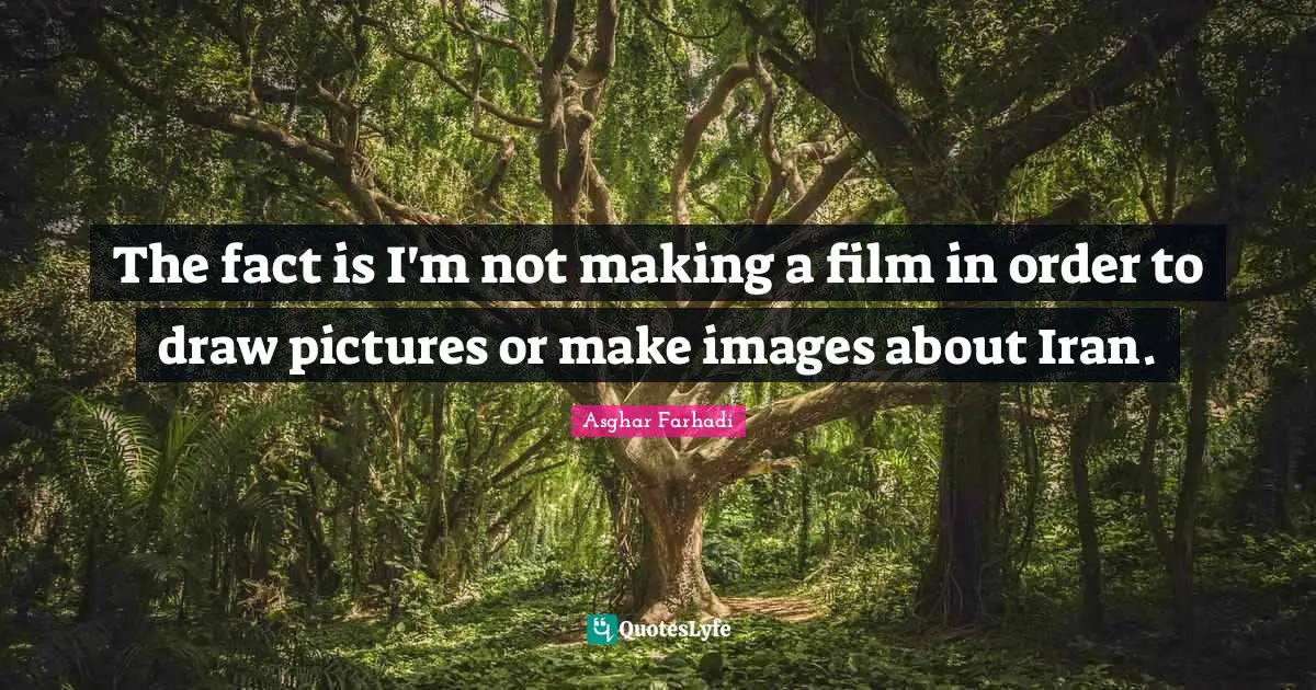 The fact is I'm not making a film in order to draw pictures or make images about Iran.