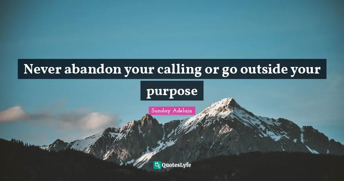 Image Of God Quotes: "Never abandon your calling or go outside your purpose"