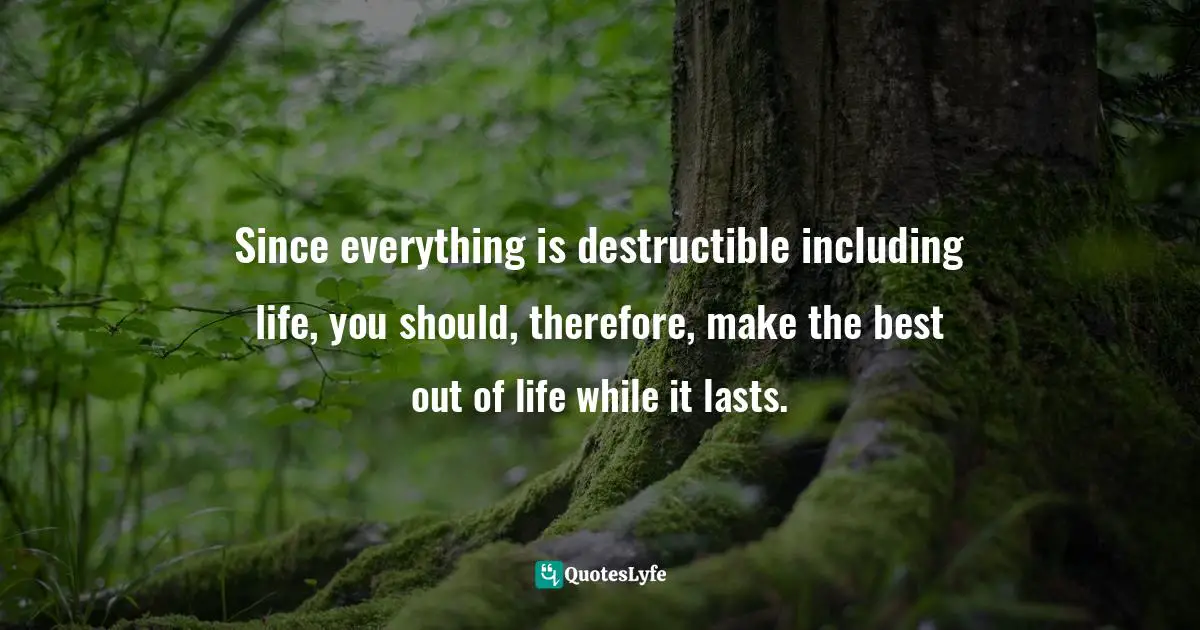 Living Your Best Life Quotes: "Since everything is destructible including life, you should, therefore, make the best out of life while it lasts."