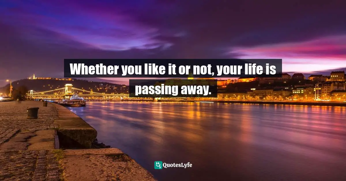 Diminishing Quotes: "Whether you like it or not, your life is passing away."