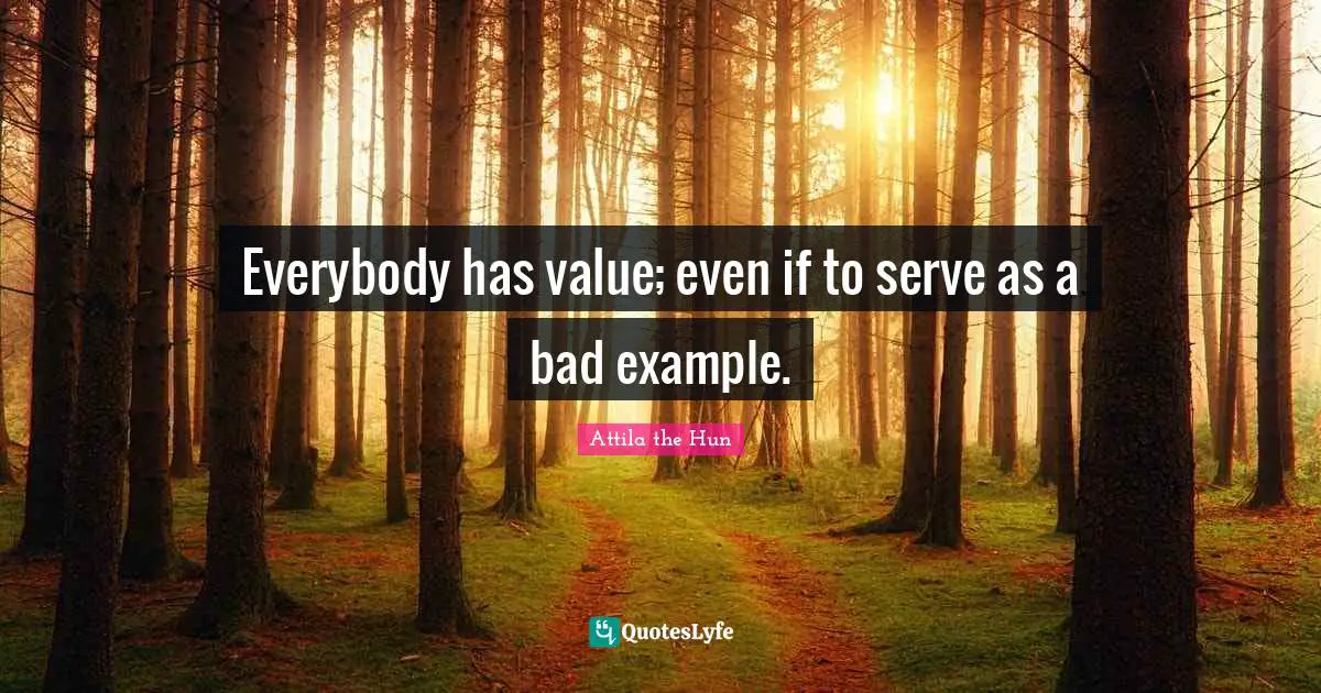 Attila the Hun Quotes: Everybody has value; even if to serve as a bad example.