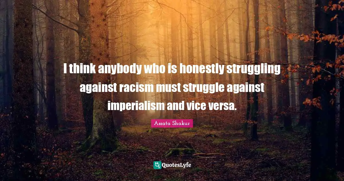 I think anybody who is honestly struggling against racism must struggle against imperialism and vice versa.