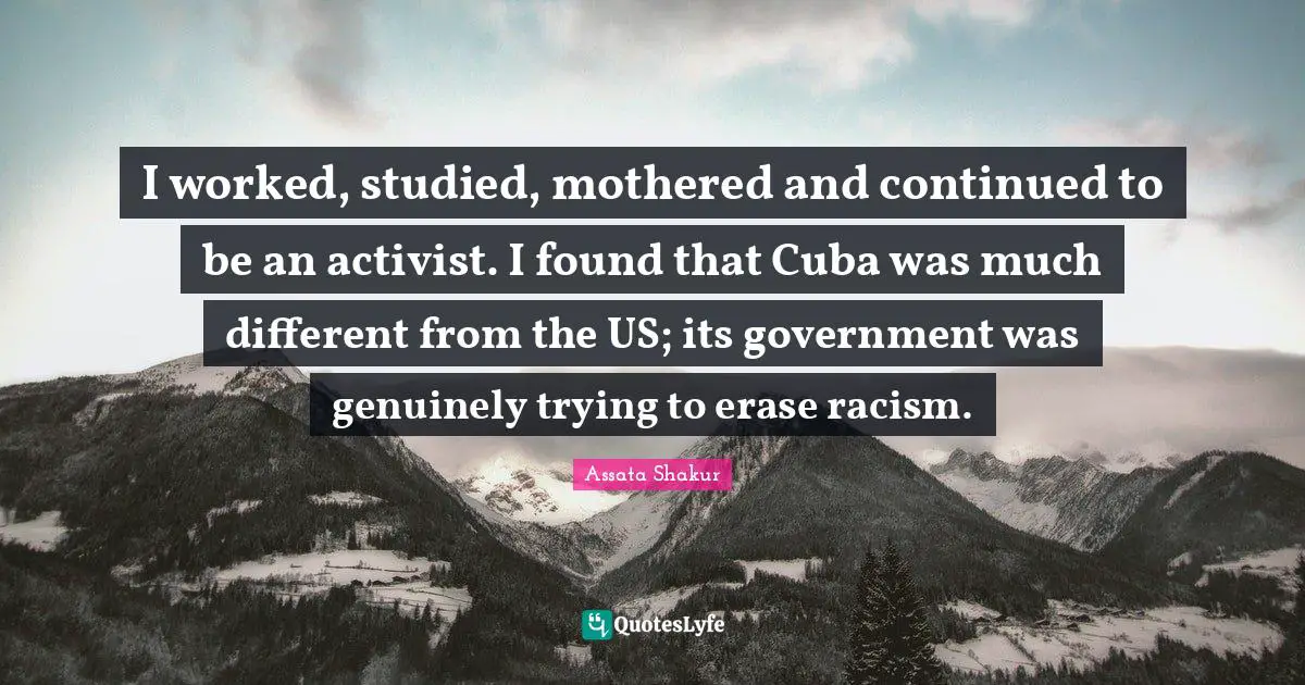 I worked, studied, mothered and continued to be an activist. I found that Cuba was much different from the US; its government was genuinely trying to erase racism.