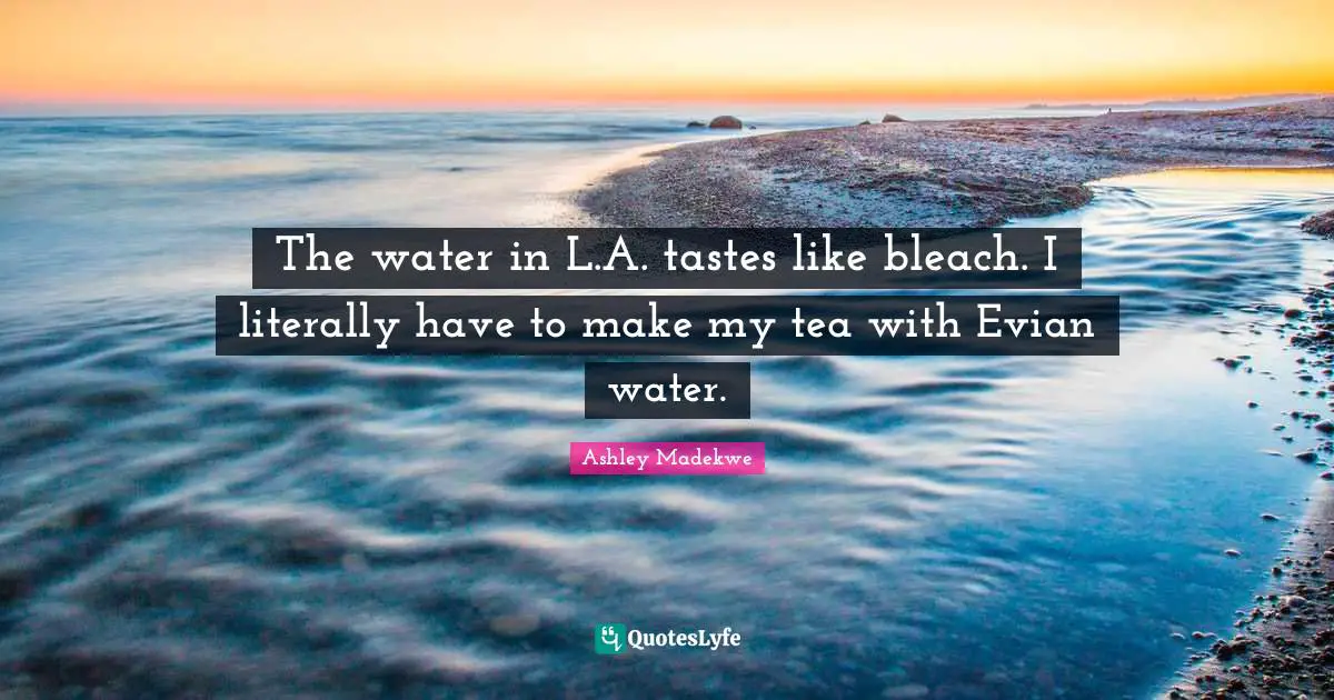 Ashley Madekwe Quotes: "The water in L.A. tastes like bleach. I literally have to make my tea with Evian water."