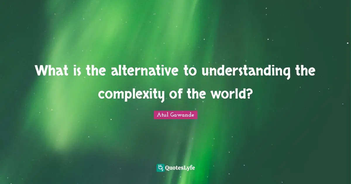 What is the alternative to understanding the complexity of the world?