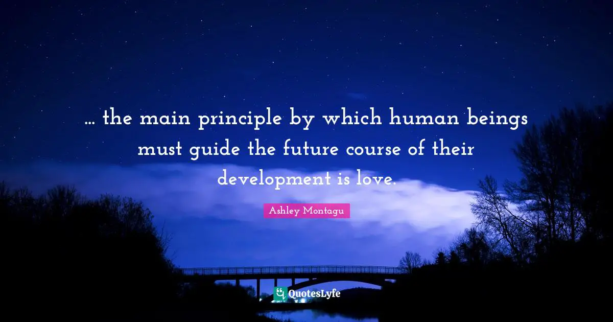 ... the main principle by which human beings must guide the future course of their development is love.