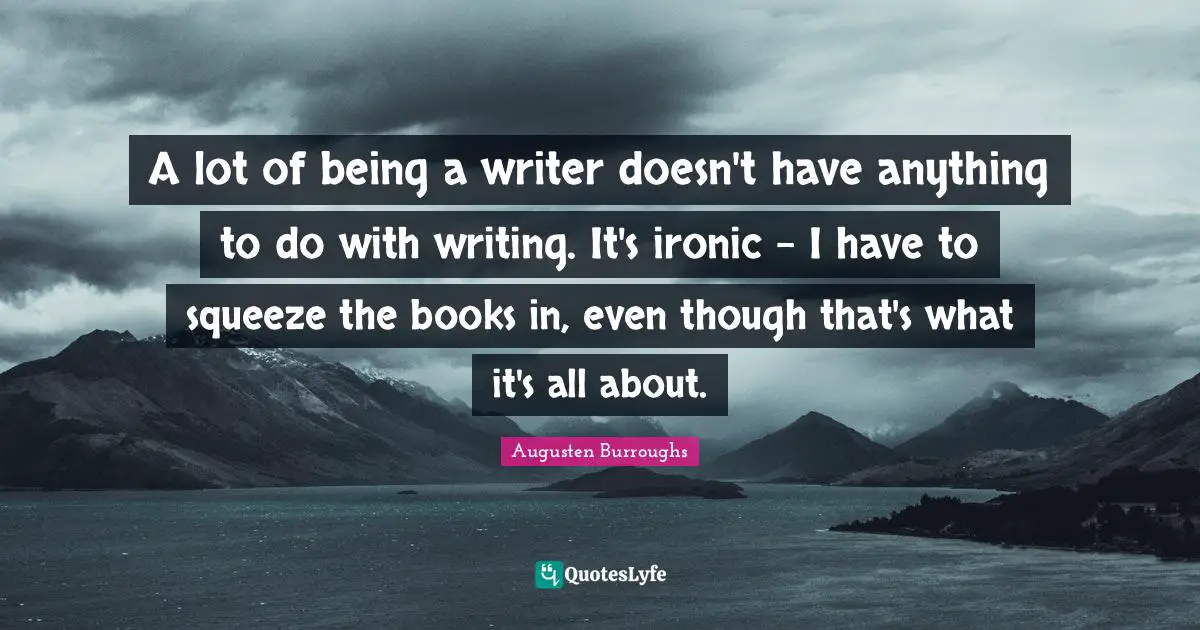 A lot of being a writer doesn't have anything to do with writing. It's ironic - I have to squeeze the books in, even though that's what it's all about.