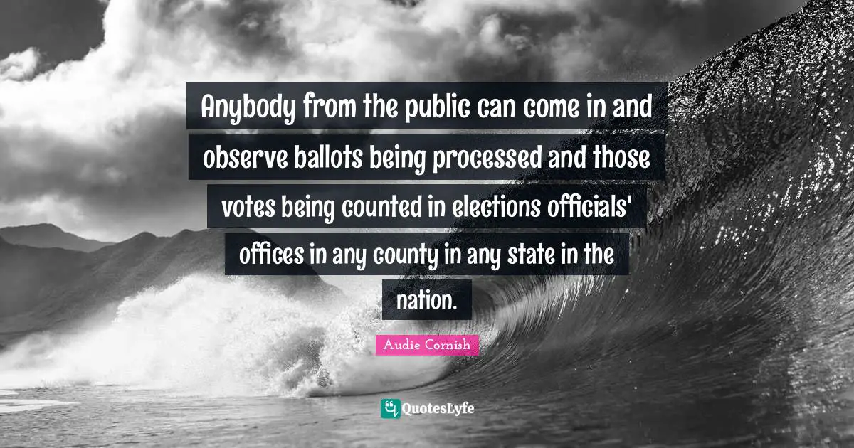 Anybody from the public can come in and observe ballots being processed and those votes being counted in elections officials' offices in any county in any state in the nation.