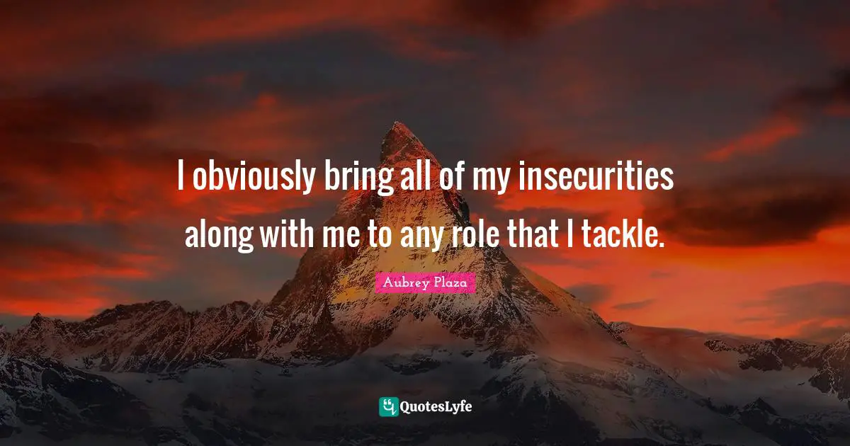 I obviously bring all of my insecurities along with me to any role that I tackle.