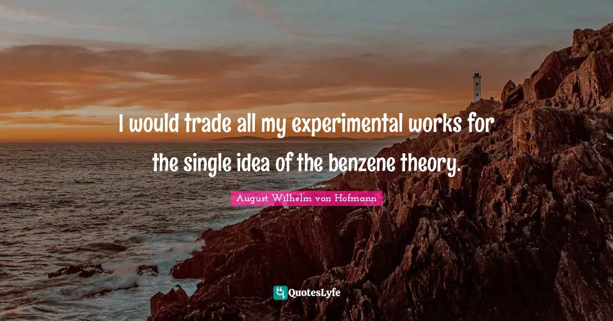 I would trade all my experimental works for the single idea of the benzene theory.