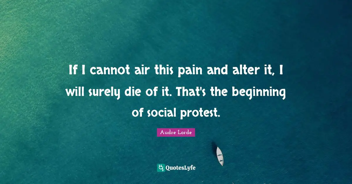 Social Justice Quotes: "If I cannot air this pain and alter it, I will surely die of it. That's the beginning of social protest."
