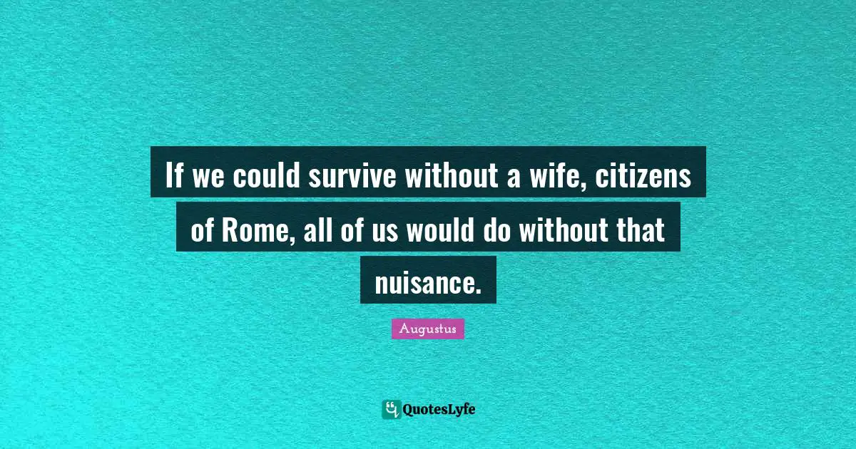 Wife Quotes: "If we could survive without a wife, citizens of Rome, all of us would do without that nuisance."
