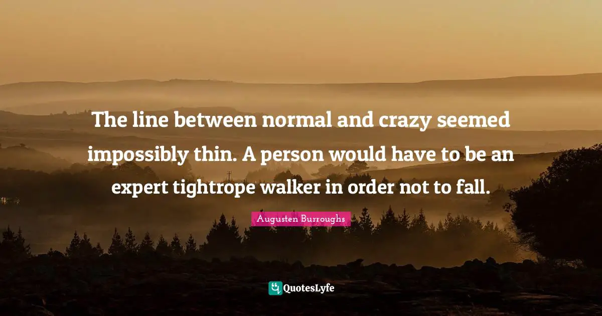 The line between normal and crazy seemed impossibly thin. A person would have to be an expert tightrope walker in order not to fall.