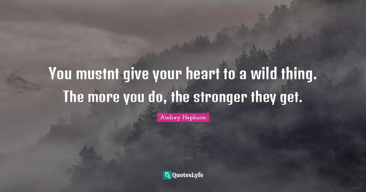 You mustnt give your heart to a wild thing. The more you do, the stronger they get.