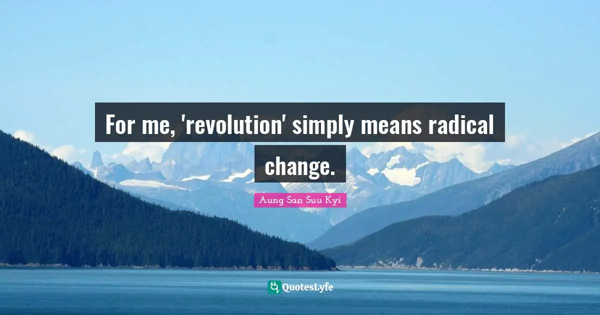 For me, 'revolution' simply means radical change.
