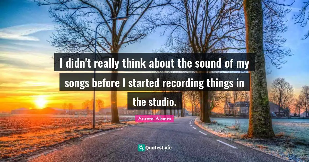 I didn't really think about the sound of my songs before I started recording things in the studio.