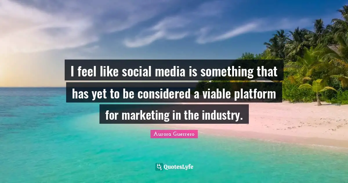 I feel like social media is something that has yet to be considered a viable platform for marketing in the industry.