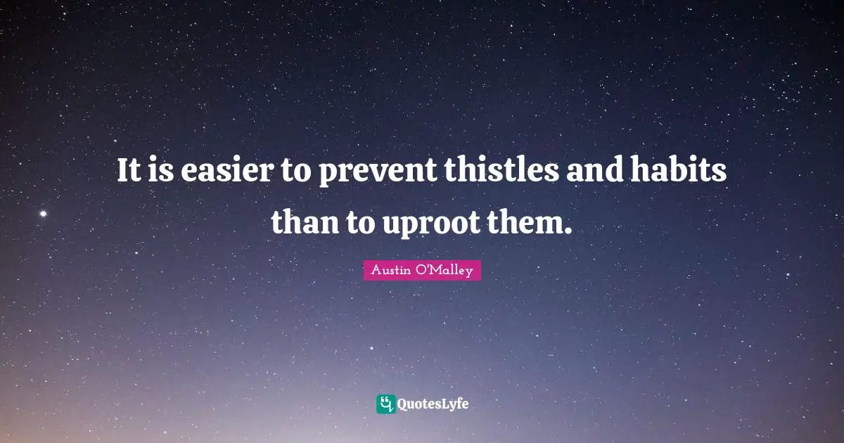 It is easier to prevent thistles and habits than to uproot them.