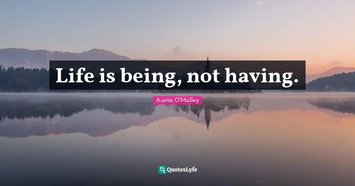 Life is being, not having.