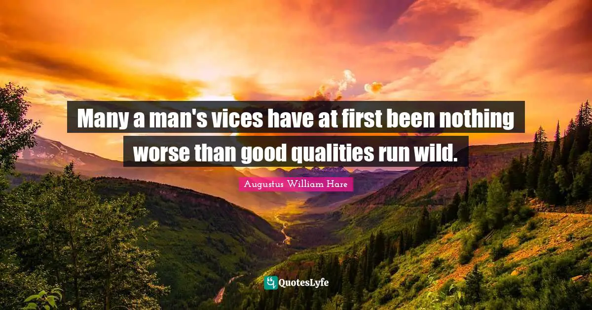 Many a man's vices have at first been nothing worse than good qualities run wild.