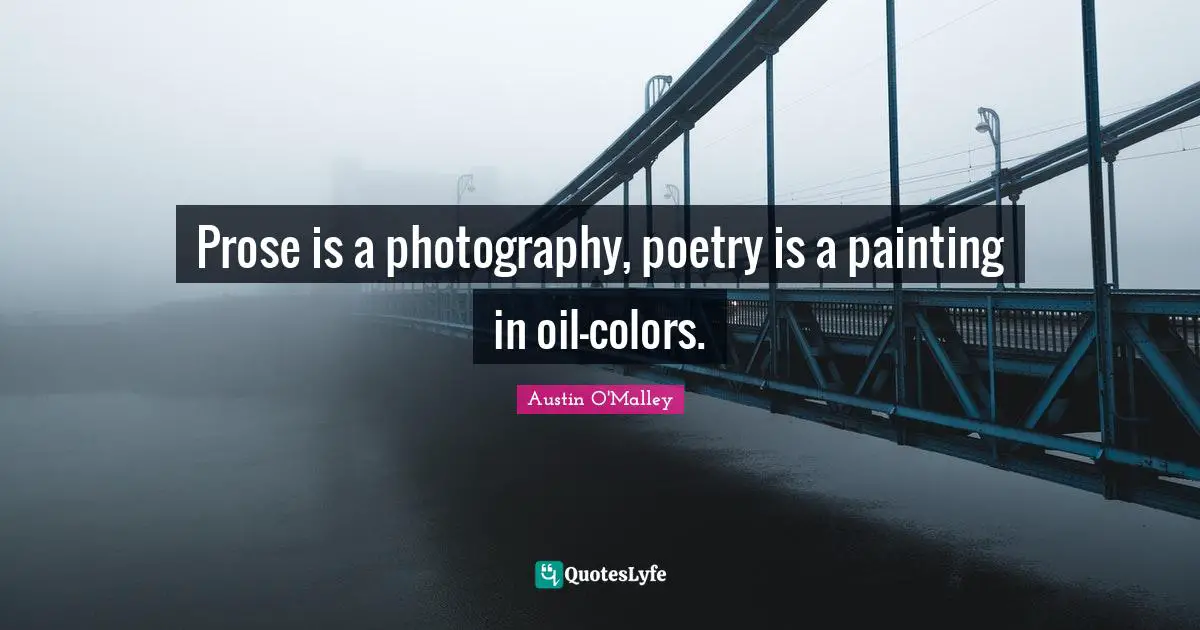 Prose is a photography, poetry is a painting in oil-colors.