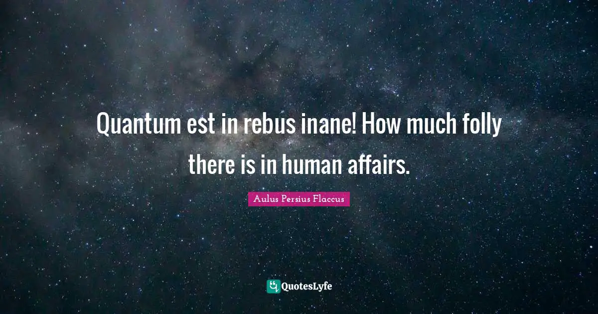 Aulus Persius Flaccus Quotes: "Quantum est in rebus inane! How much folly there is in human affairs."