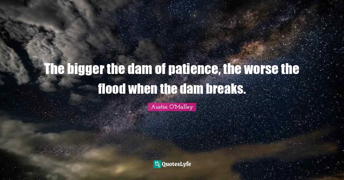 Flood Quotes: "The bigger the dam of patience, the worse the flood when the dam breaks."