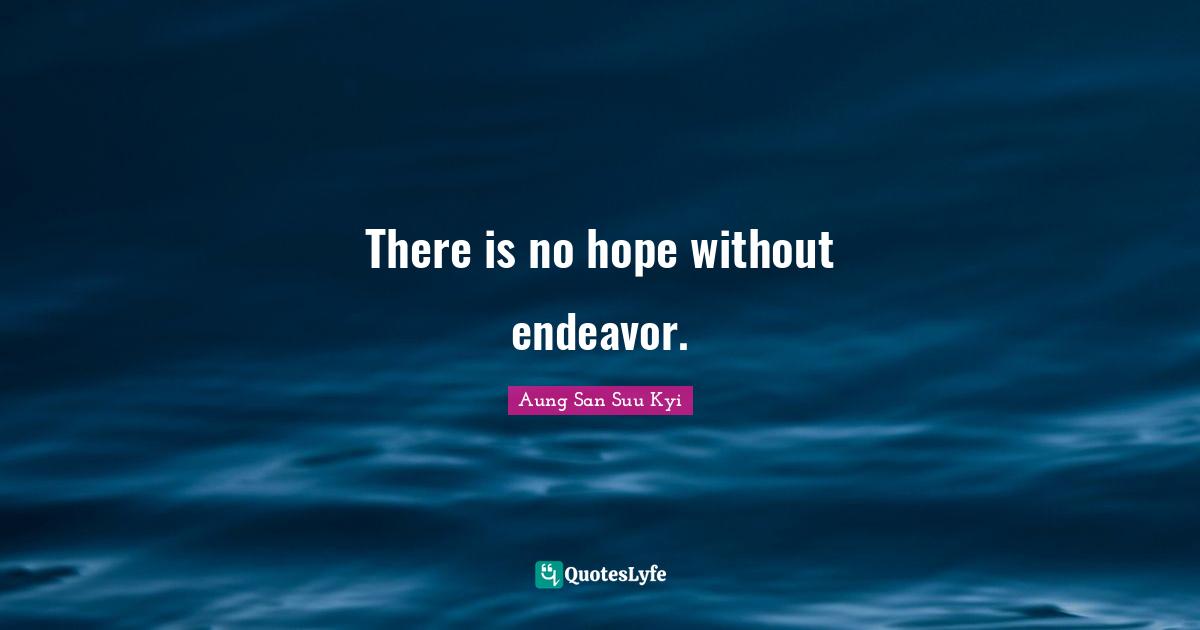 There is no hope without endeavor.