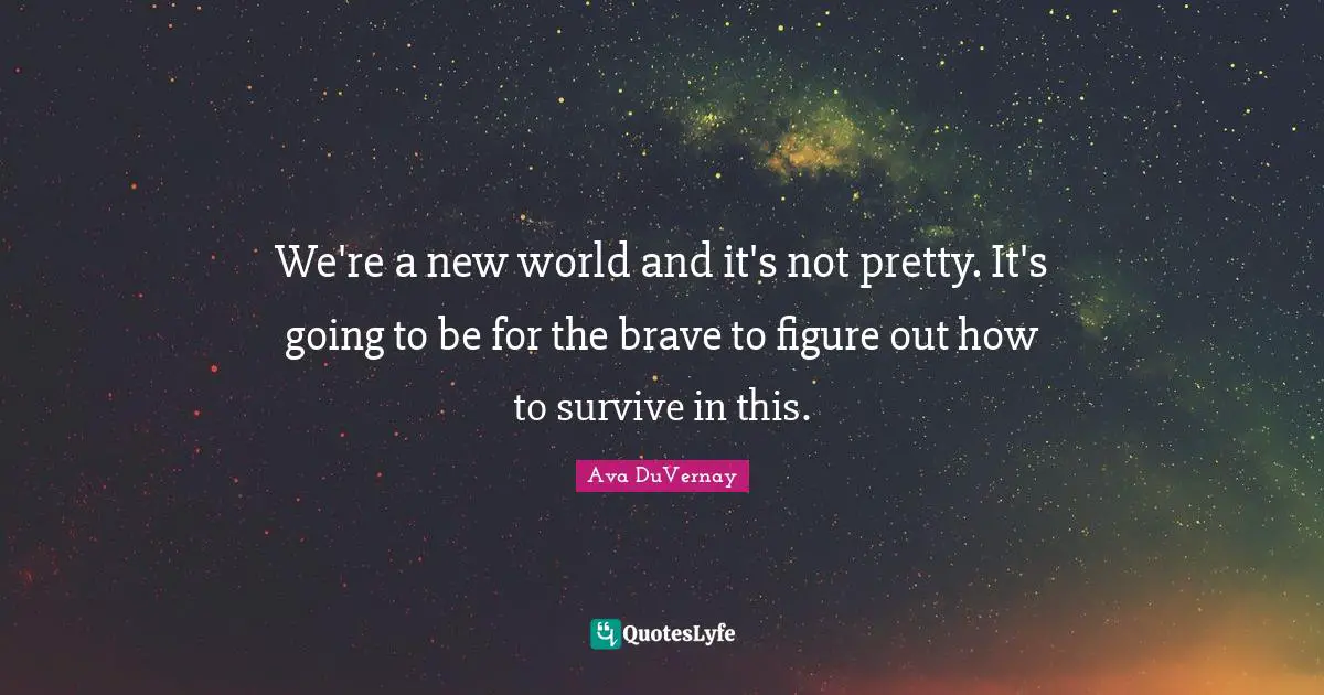 Not Pretty Quotes: "We're a new world and it's not pretty. It's going to be for the brave to figure out how to survive in this."