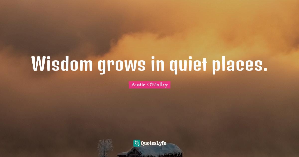 Wisdom grows in quiet places.