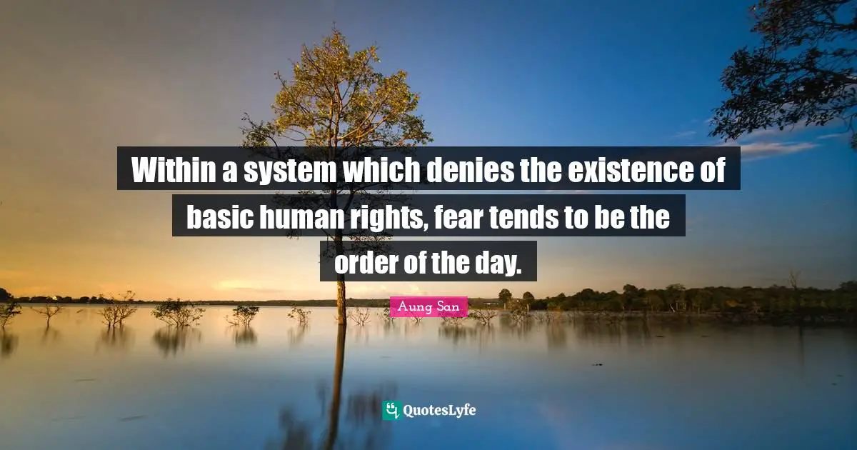 Within a system which denies the existence of basic human rights, fear tends to be the order of the day.