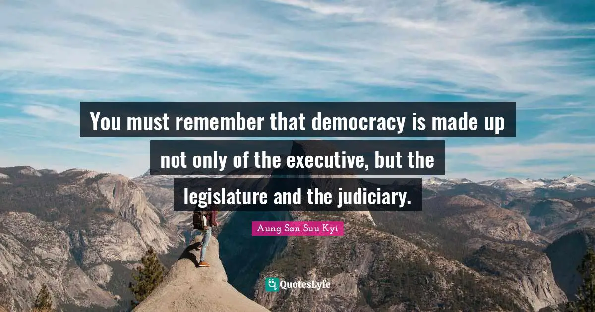 You must remember that democracy is made up not only of the executive, but the legislature and the judiciary.