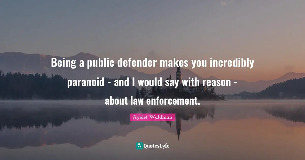 Being a public defender makes you incredibly paranoid - and I would say with reason - about law enforcement.