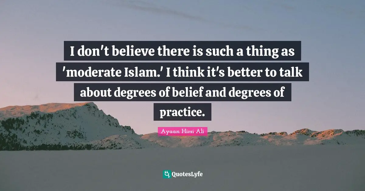 Ayaan Hirsi Ali Quotes: "I don't believe there is such a thing as 'moderate Islam.' I think it's better to talk about degrees of belief and degrees of practice."