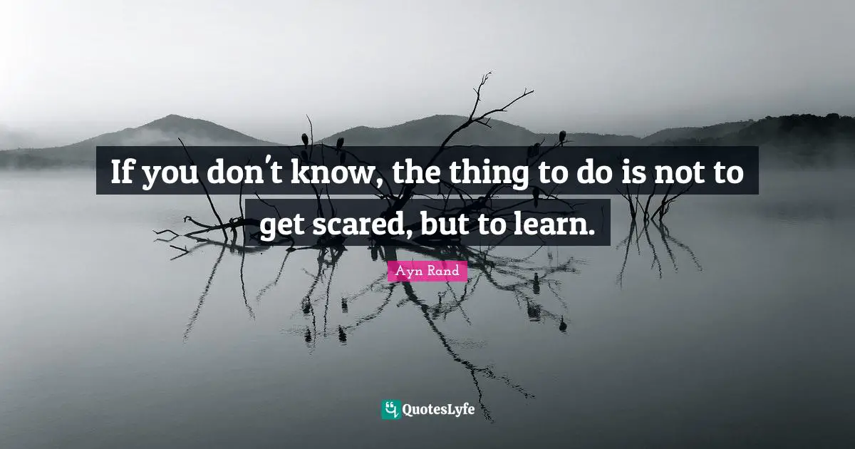 If you don't know, the thing to do is not to get scared, but to learn.