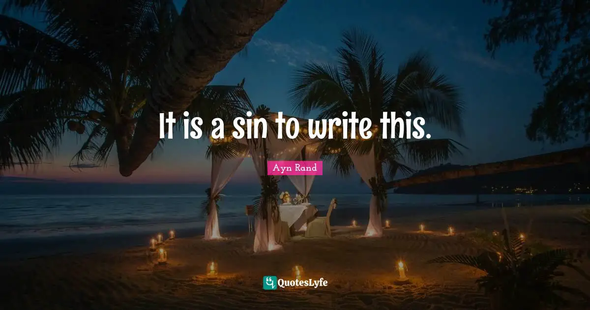 It is a sin to write this.