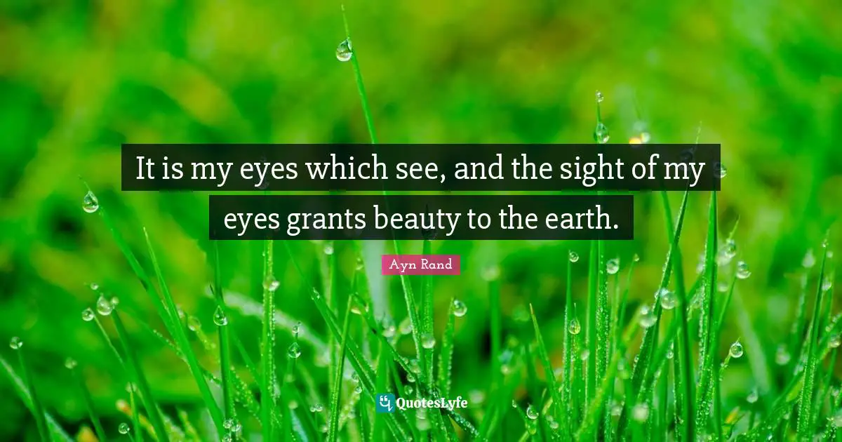 It is my eyes which see, and the sight of my eyes grants beauty to the earth.