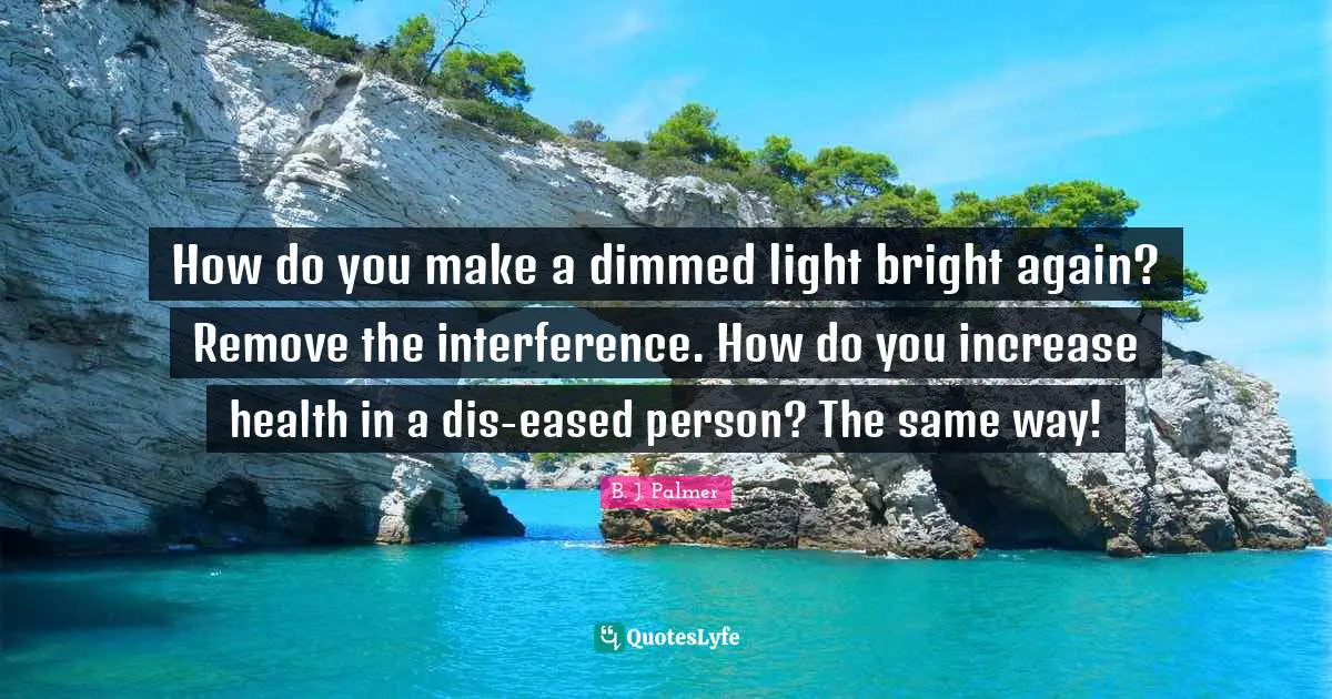 Increase Quotes: "How do you make a dimmed light bright again? Remove the interference. How do you increase health in a dis-eased person? The same way!"