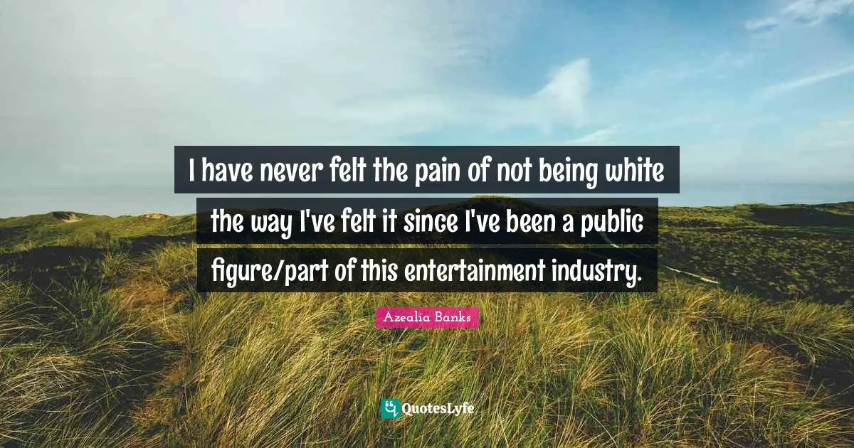I have never felt the pain of not being white the way I've felt it since I've been a public figure/part of this entertainment industry.