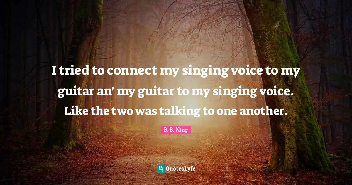 I tried to connect my singing voice to my guitar an' my guitar to my singing voice. Like the two was talking to one another.