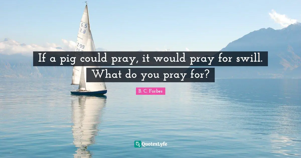 If a pig could pray, it would pray for swill. What do you pray for?