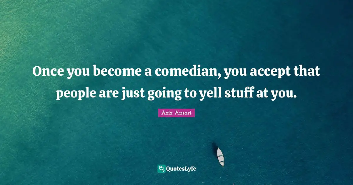 Once you become a comedian, you accept that people are just going to yell stuff at you.