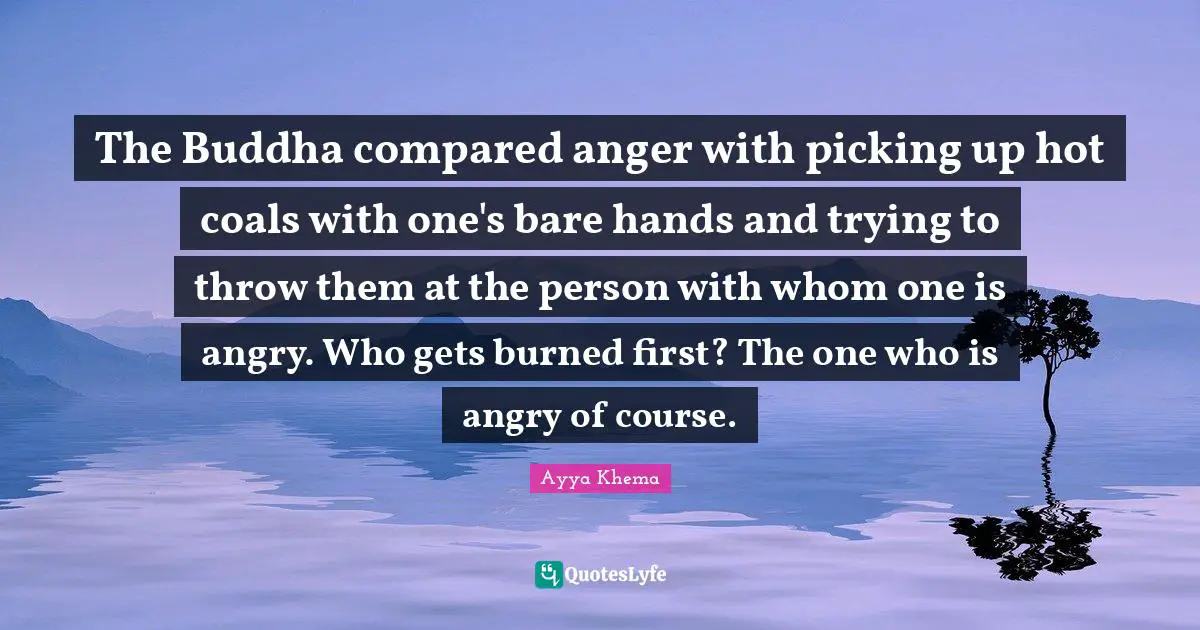 The Buddha compared anger with picking up hot coals with one's bare hands and trying to throw them at the person with whom one is angry. Who gets burned first? The one who is angry of course.