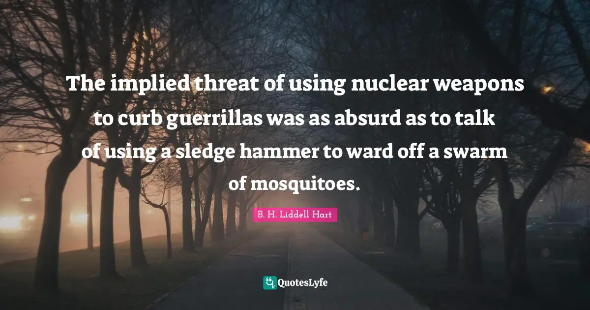 Curb Quotes: "The implied threat of using nuclear weapons to curb guerrillas was as absurd as to talk of using a sledge hammer to ward off a swarm of mosquitoes."